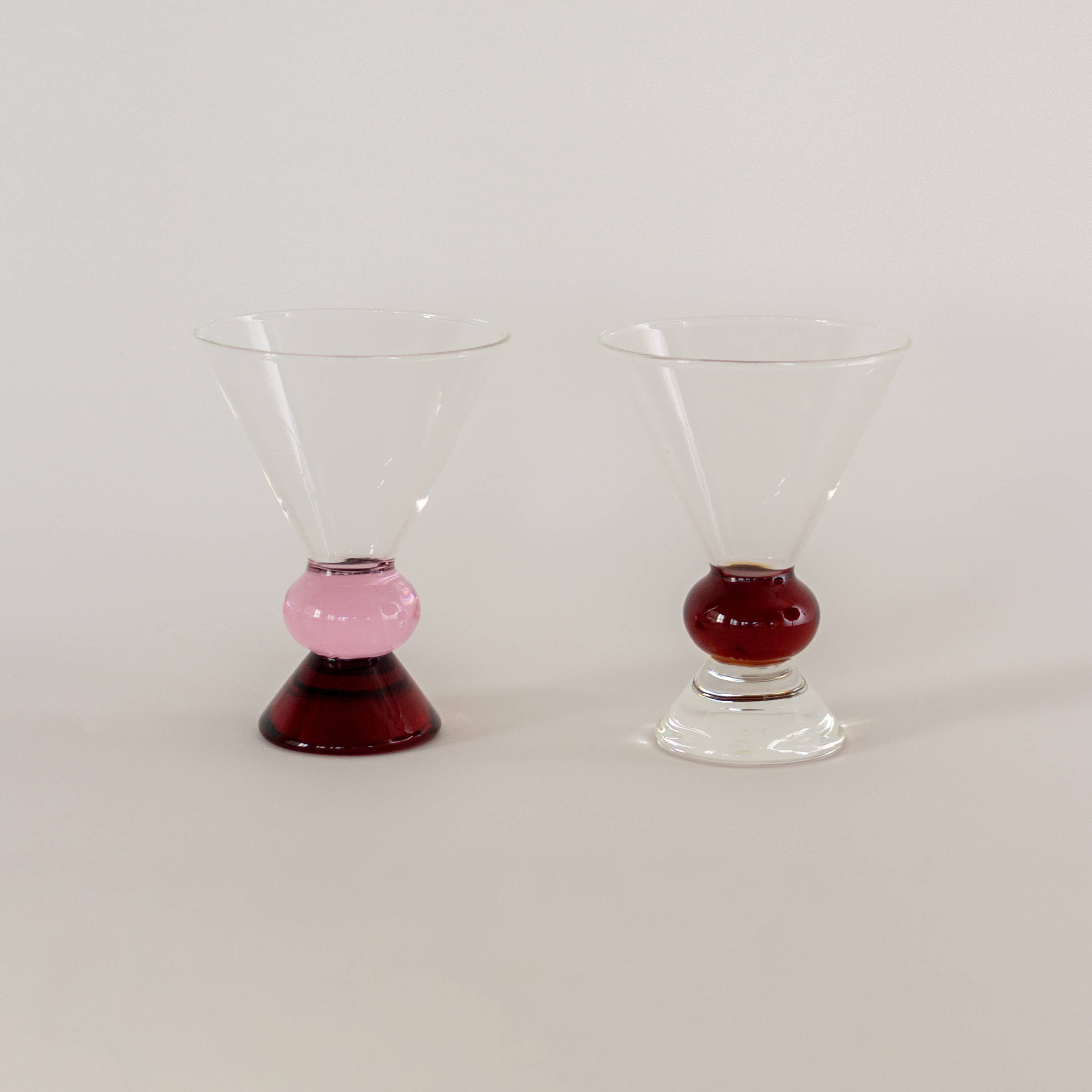 Color Block Stemless Cocktail Glass Set of 2