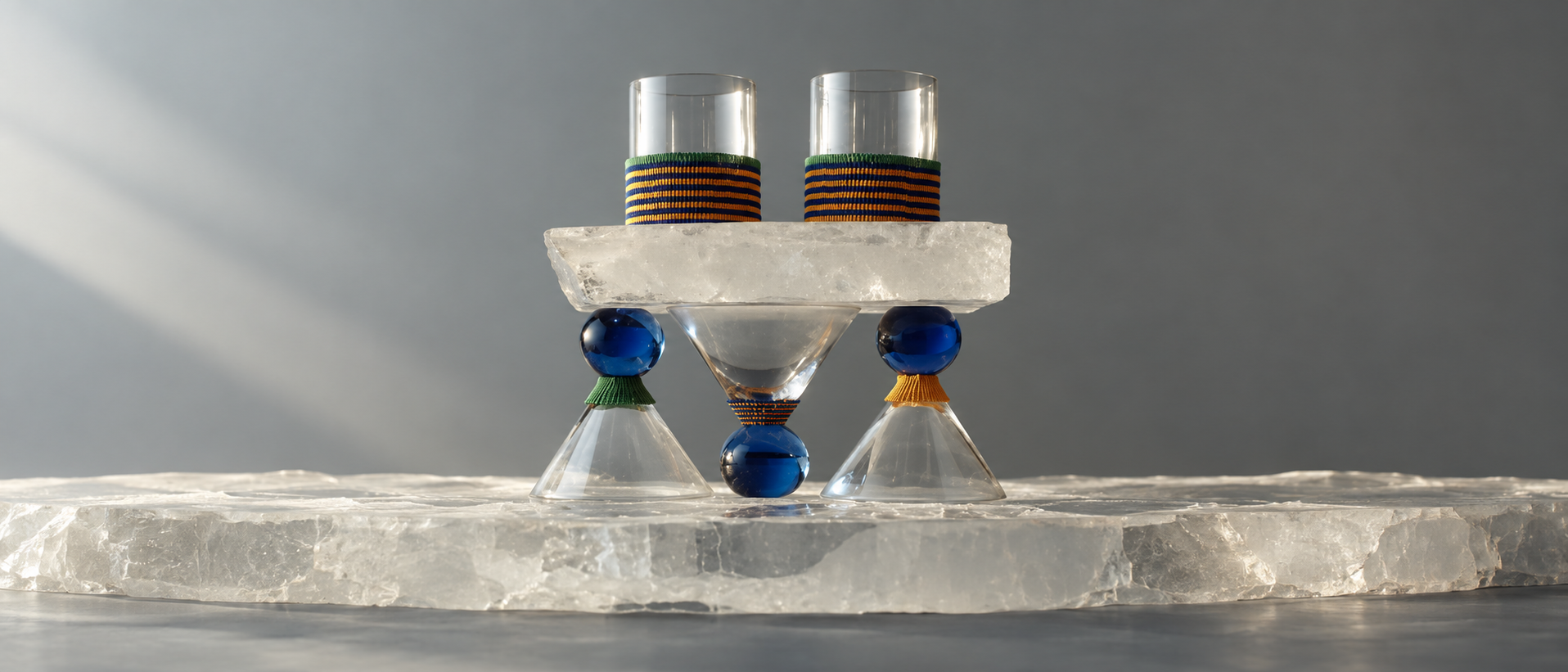 Everyday glassware prepared for serving drinks