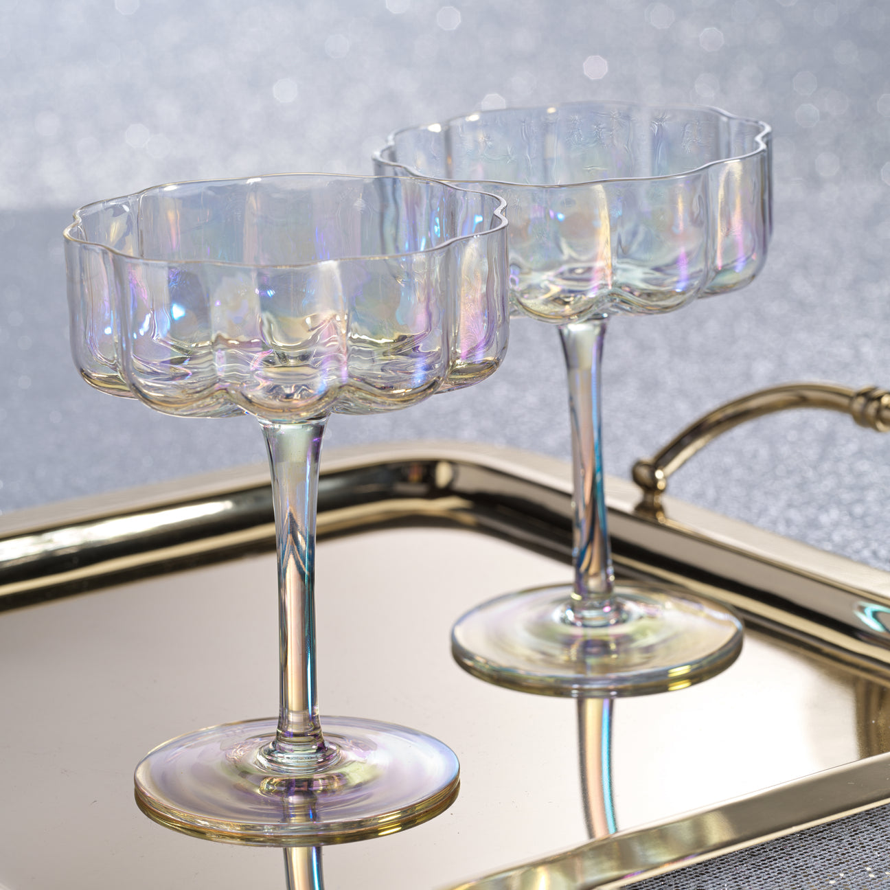 Handblown Luster Coupe Glass Set of 4