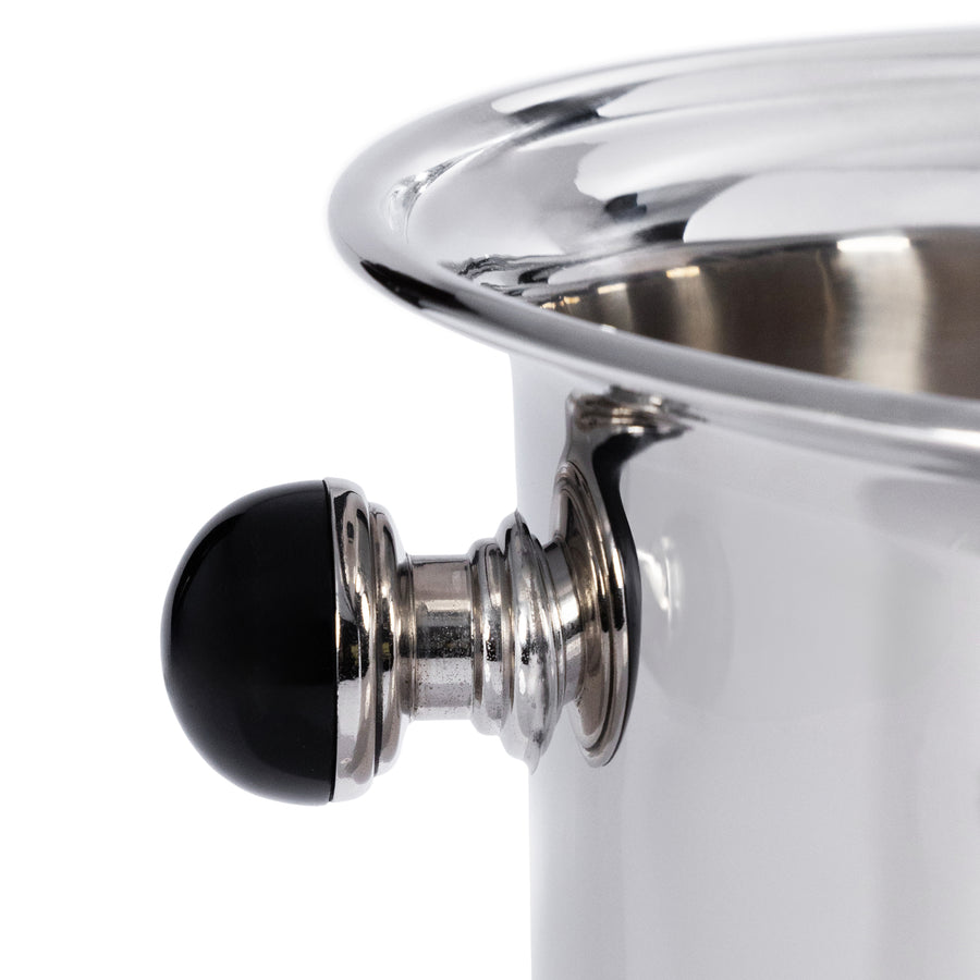 Polished Nickel Champagne Bucket with Black Marble Handles - Image 3