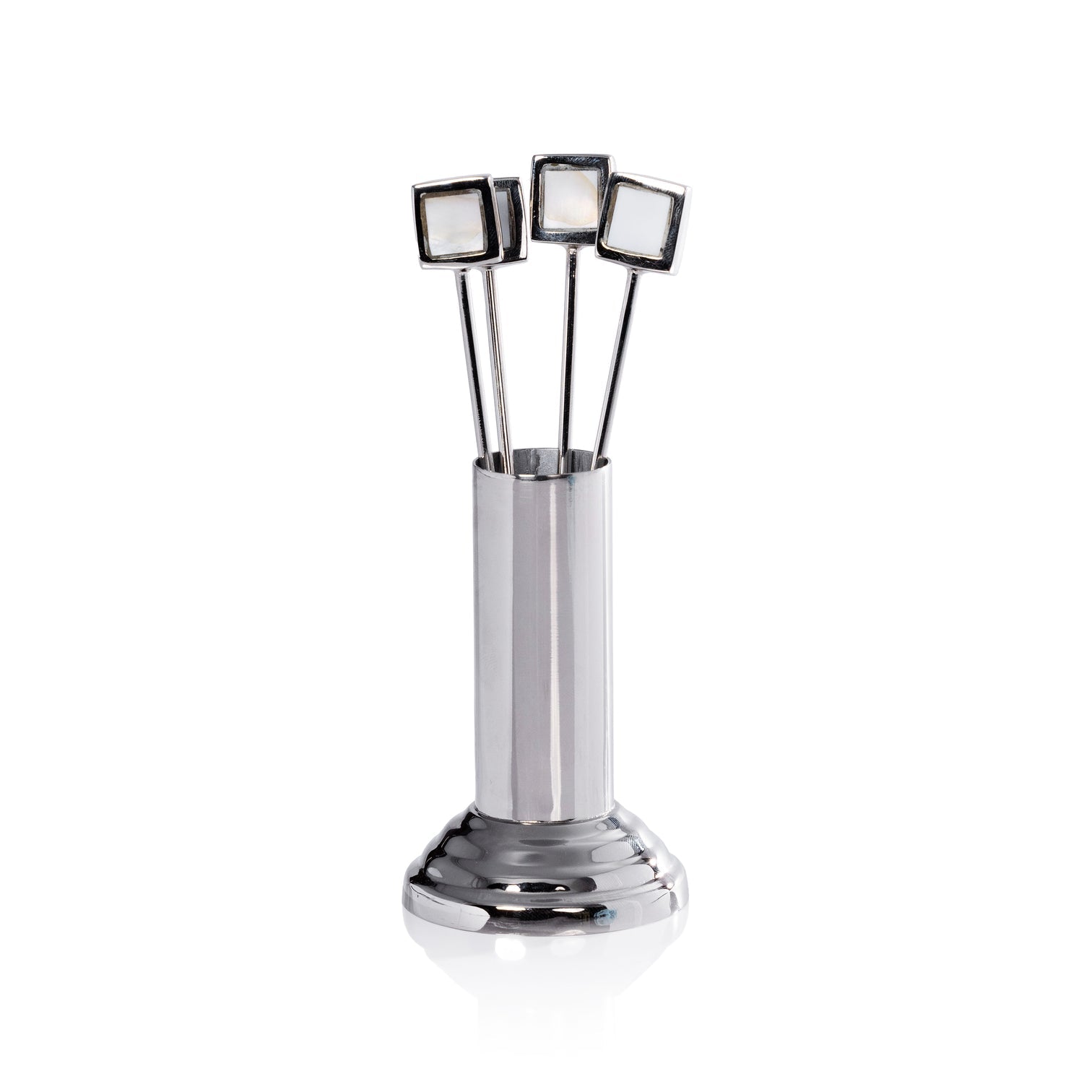 Polished Nickel Cocktail Picks with Stand Set of 4 - Image 2