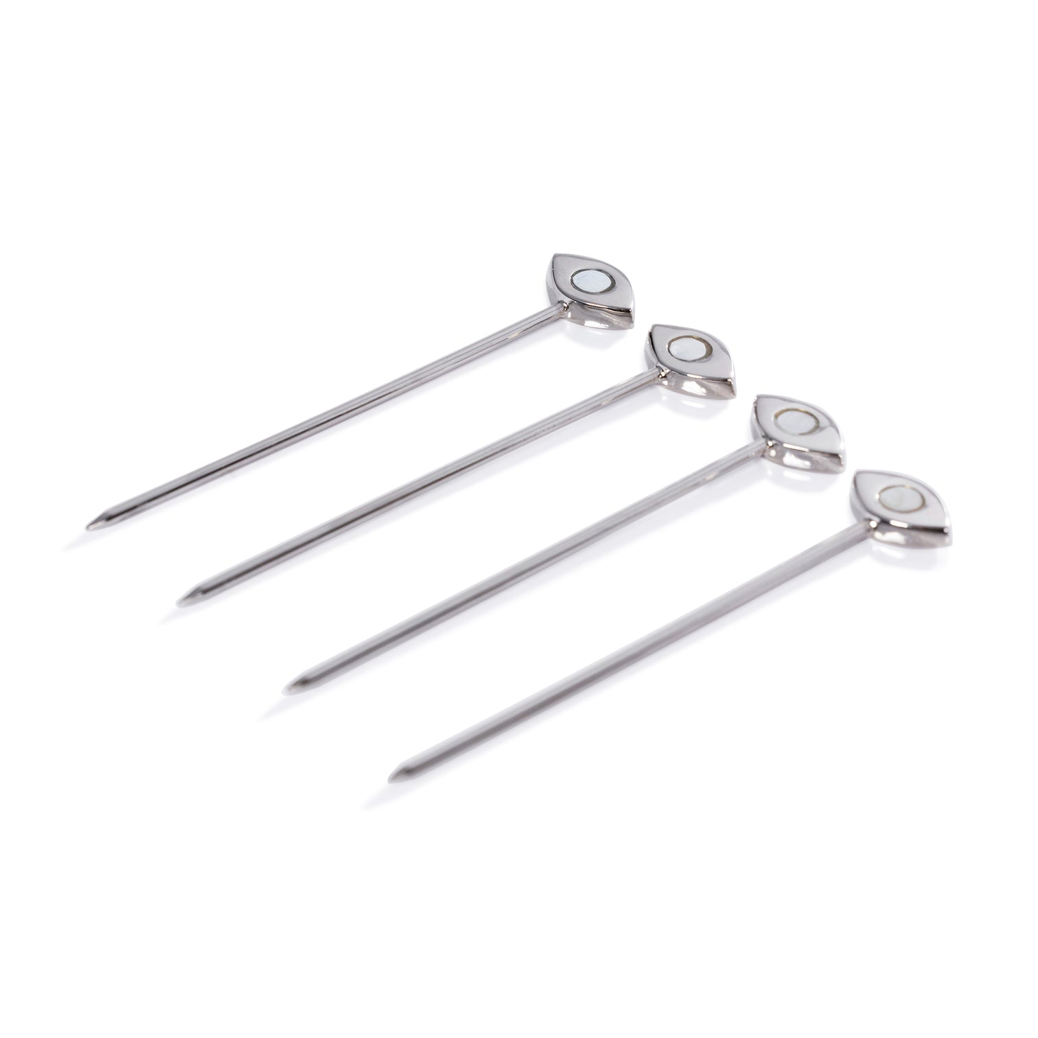Polished Nickel Cocktail Picks with Mother of Pearl Accents Set of 4 - Image 3