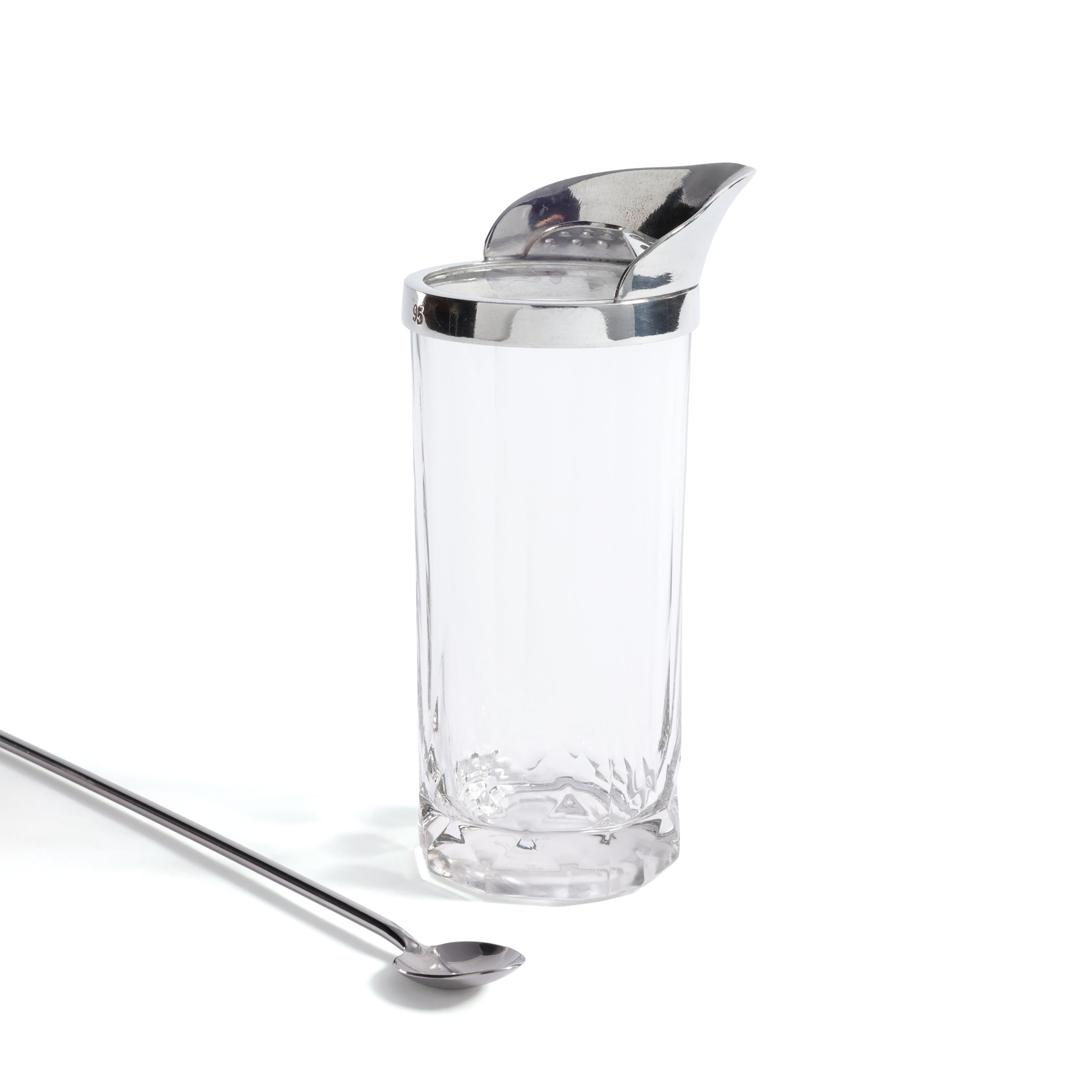 Pewter and Glass Cocktail Shaker with Stirrer - Image 2